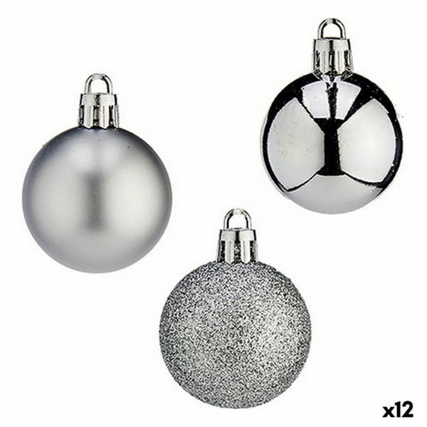 Uppsättning av julkulor Krist+ K1912485-4 Silvrig Plast 4 cm (12 antal)