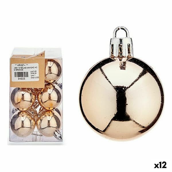 Sett med juletrekuler Bronse PVC Ø 4 cm (12 enheter)