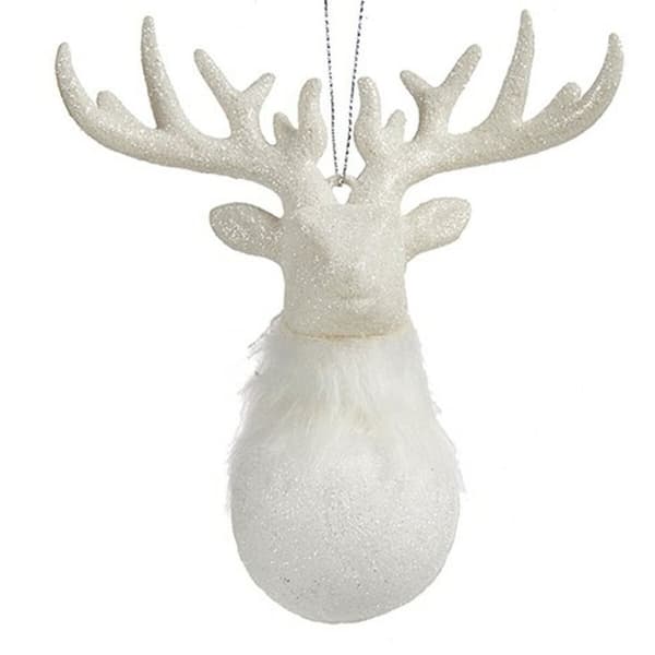 Julekule Reinsdyr Hvit Plast Glitter 14 x 15,5 x 7 cm (24 enheter)