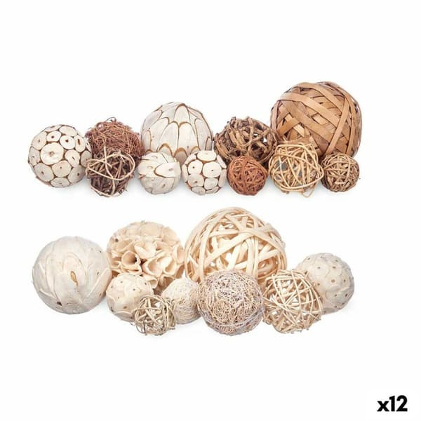 Set of Decorative Balls Hvit Brun (12 enheter)