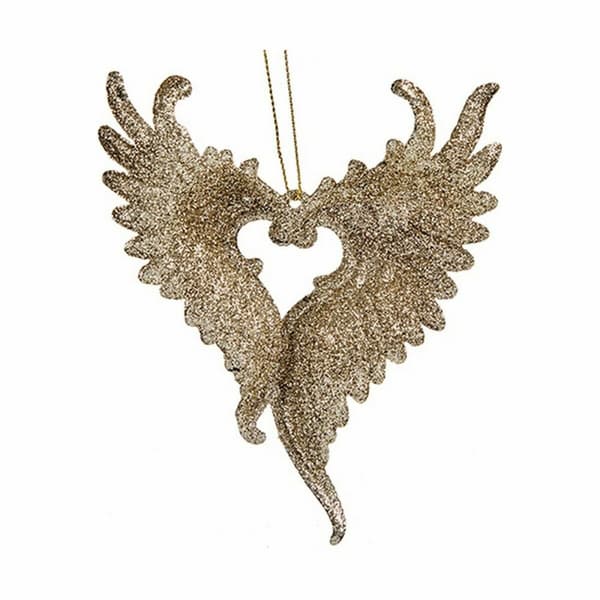 Julgranskula Änglavingar champagne Plast Glitter 12 x 13 x 2,5 cm (24 antal)