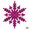 Miniatyrbilde 1 av 2: Julekule Snøflakes Fuksia Plast Glitter 15 x 15 x 0,2 cm (24 enheter)
