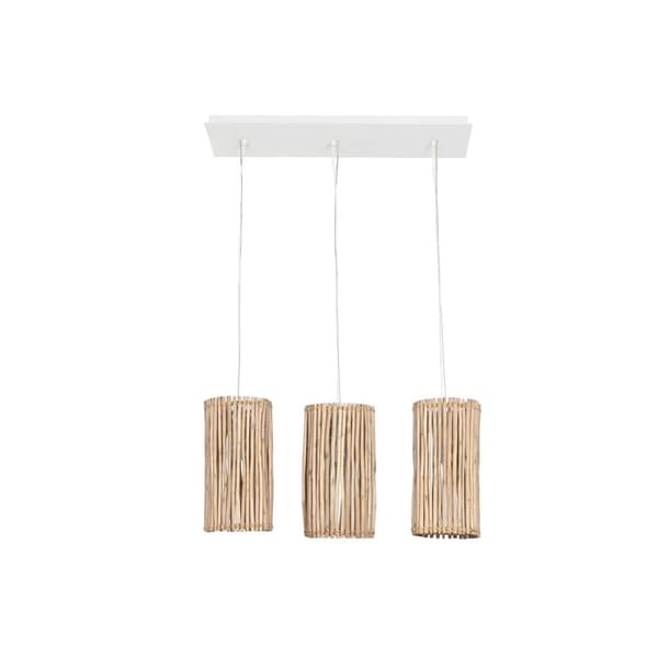 Taklys Home ESPRIT Hvit Naturell Evkalyptustre 50 W 20 x 20 x 40 cm Hvit