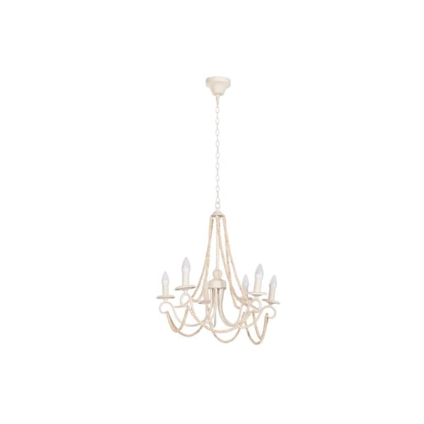 Taklampa Home ESPRIT Vit Ljusbrun Trä Metall 25 W 60 x 53 x 55 cm