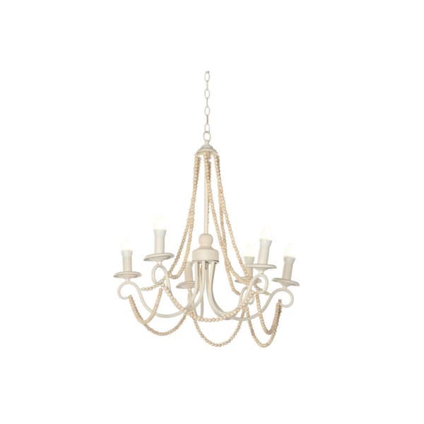 Taklys Home ESPRIT Hvit Lysebrun Tre Metall 25 W 60 x 53 x 55 cm Brun