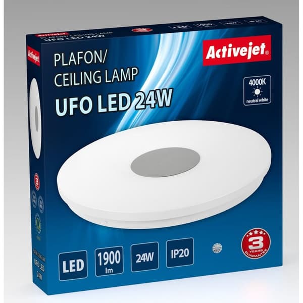 Taklampa Activejet AJE-UFO 24W Vit Silvrig 80 24 W Metall (4000 K) (1 antal)
