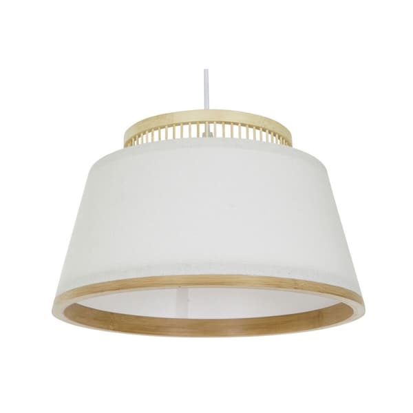 Taklampa DKD Home Decor Vit Brun Naturell Bambu 50 W 30 x 30 x 20 cm