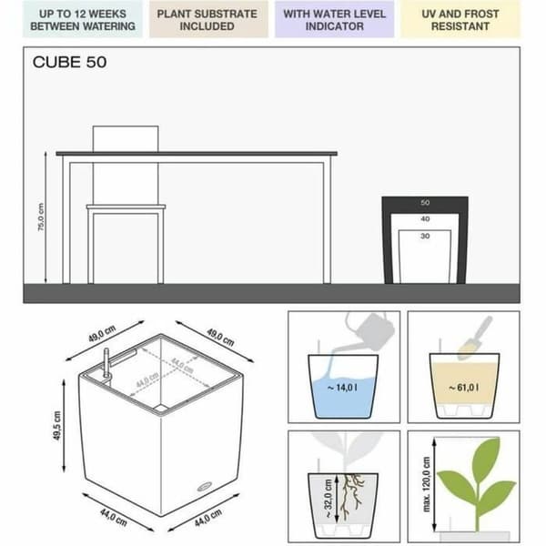 Selvvandende pot Lechuza Hvid 50 x 50 cm polypropylen Plastik