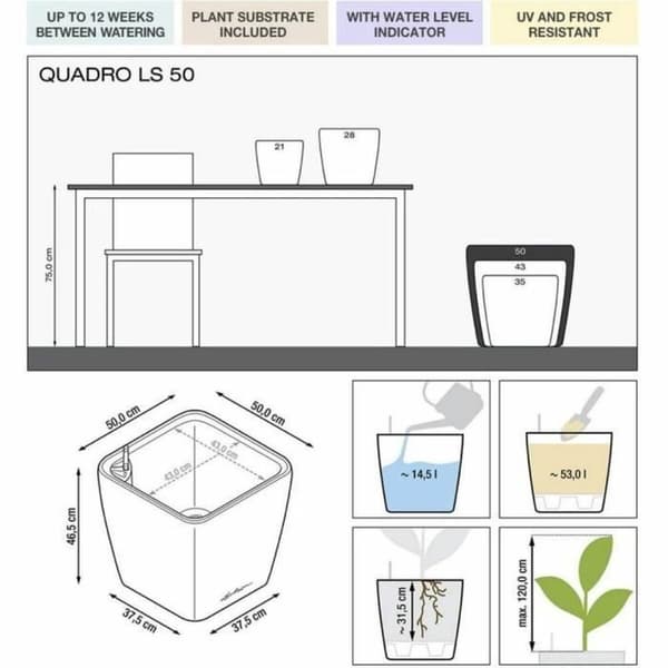 Urtepotte Lechuza Ø 50 cm Plastik Rektangulær