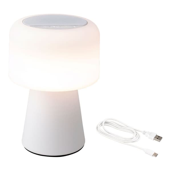 LED-lampa med Bluetooth-högtalare och strådlös laddare Lumineo 894417 Vit Laddningsbar