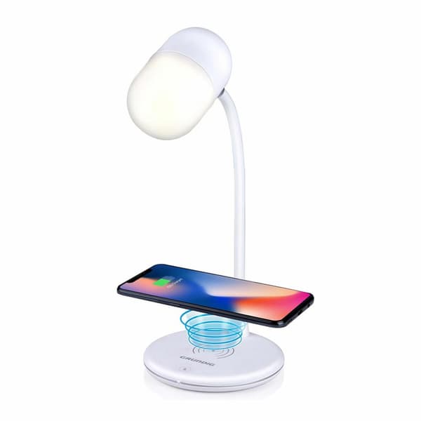 LED-lampe med højttaler og trådløs oplader Grundig Hvid 10 W 50 lm Ø 12 x 26 cm Plastik 3-i-1