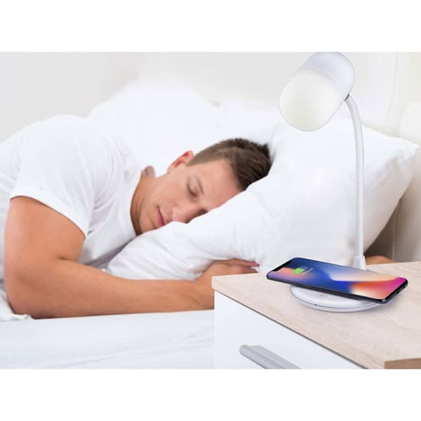 LED-lampe med højttaler og trådløs oplader Grundig Hvid 10 W 50 lm Ø 12 x 26 cm Plastik 3-i-1