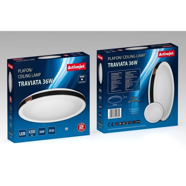 Loftslampe Activejet AJE-TRAVIATA 36W Hvid Sort 80 36 W (4000 K)