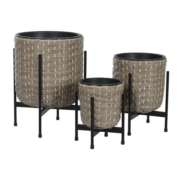Sett med blomsterpotter Home ESPRIT Metall polypropylen Rotting 39 x 39 x 49 cm