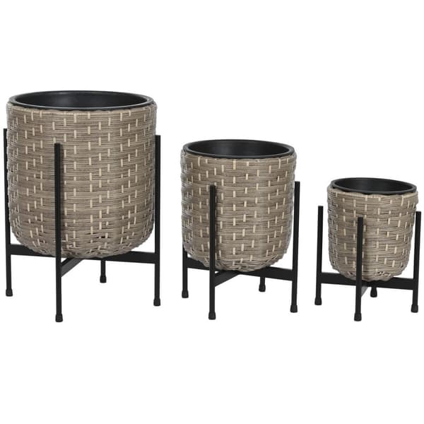 Sett med blomsterpotter Home ESPRIT Metall polypropylen Rotting 39 x 39 x 49 cm