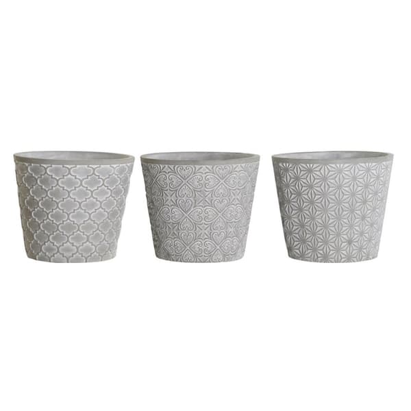 Planter DKD Home Decor Grå Sement 17 x 17 x 14,5 cm (3 enheter)