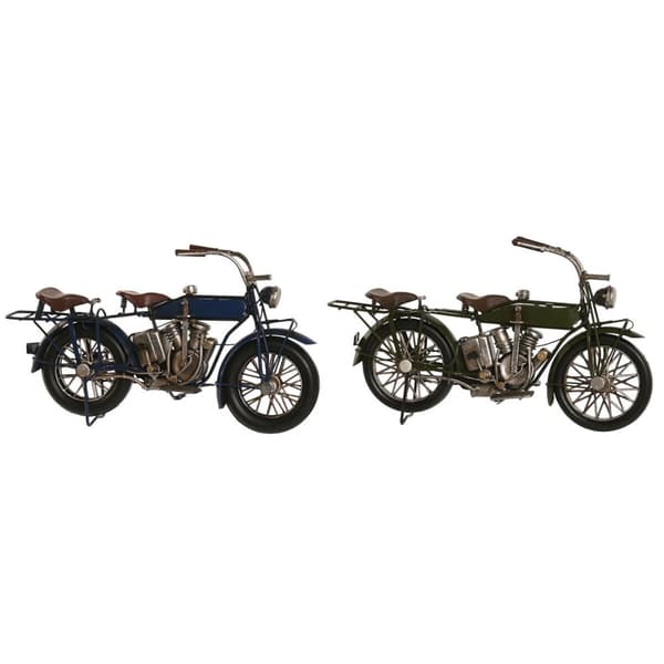 Dekorativ Figur Home ESPRIT Blå Grønn Moped Vintage 31 x 8 x 16 cm (2 enheter)