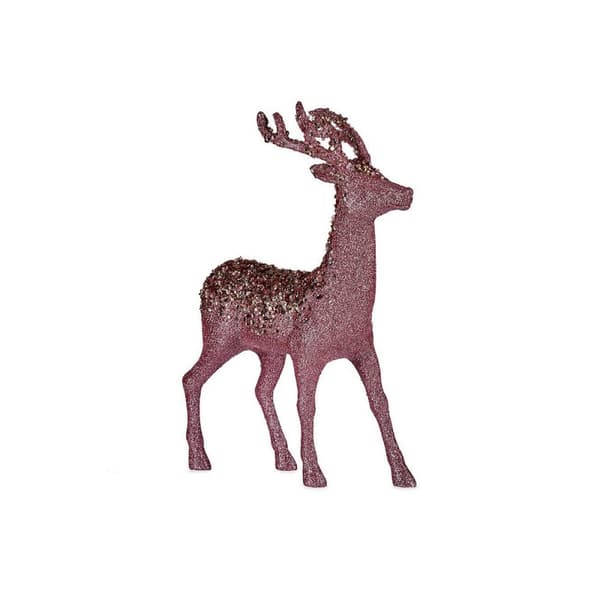 Dekorasjon Medium Reinsdyr Rosa Gyllen Plast (15 x 45 x 30 cm)