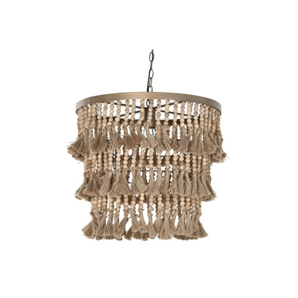Taklys Home ESPRIT Brun Naturell Tre Metall 50 W 53 x 53 x 123 cm