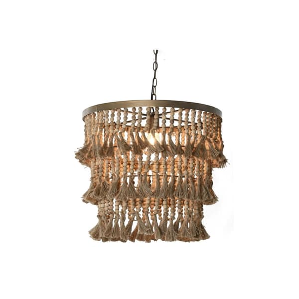 Taklys Home ESPRIT Brun Naturell Tre Metall 50 W 53 x 53 x 123 cm