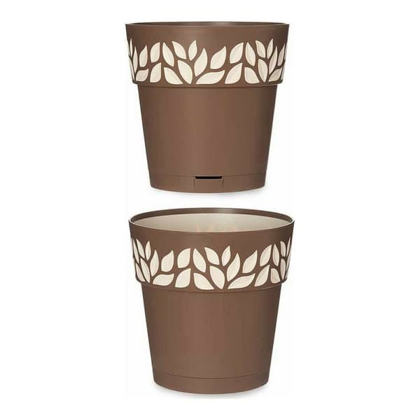 Självvattnande blomkruka Stefanplast 3920111 Brun Beige Plast 19 x 19 x 19 cm