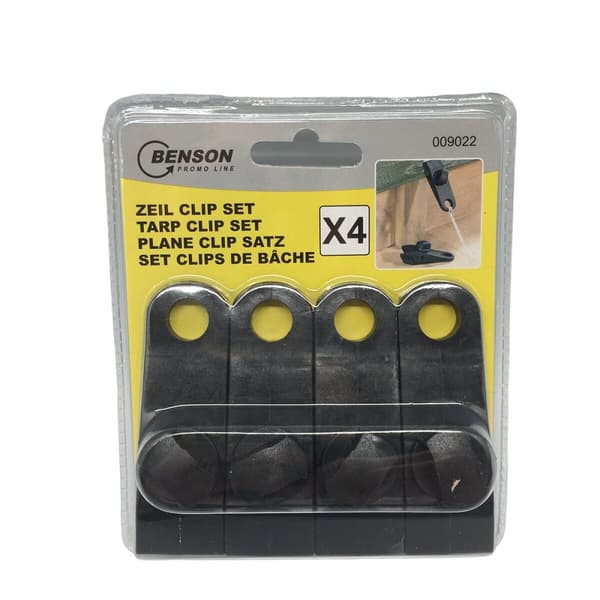 Awning and tarpaulin clamps set Bensontools Klipsi Musta 4 osaa Ø 0,27 x 8 x 3 cm