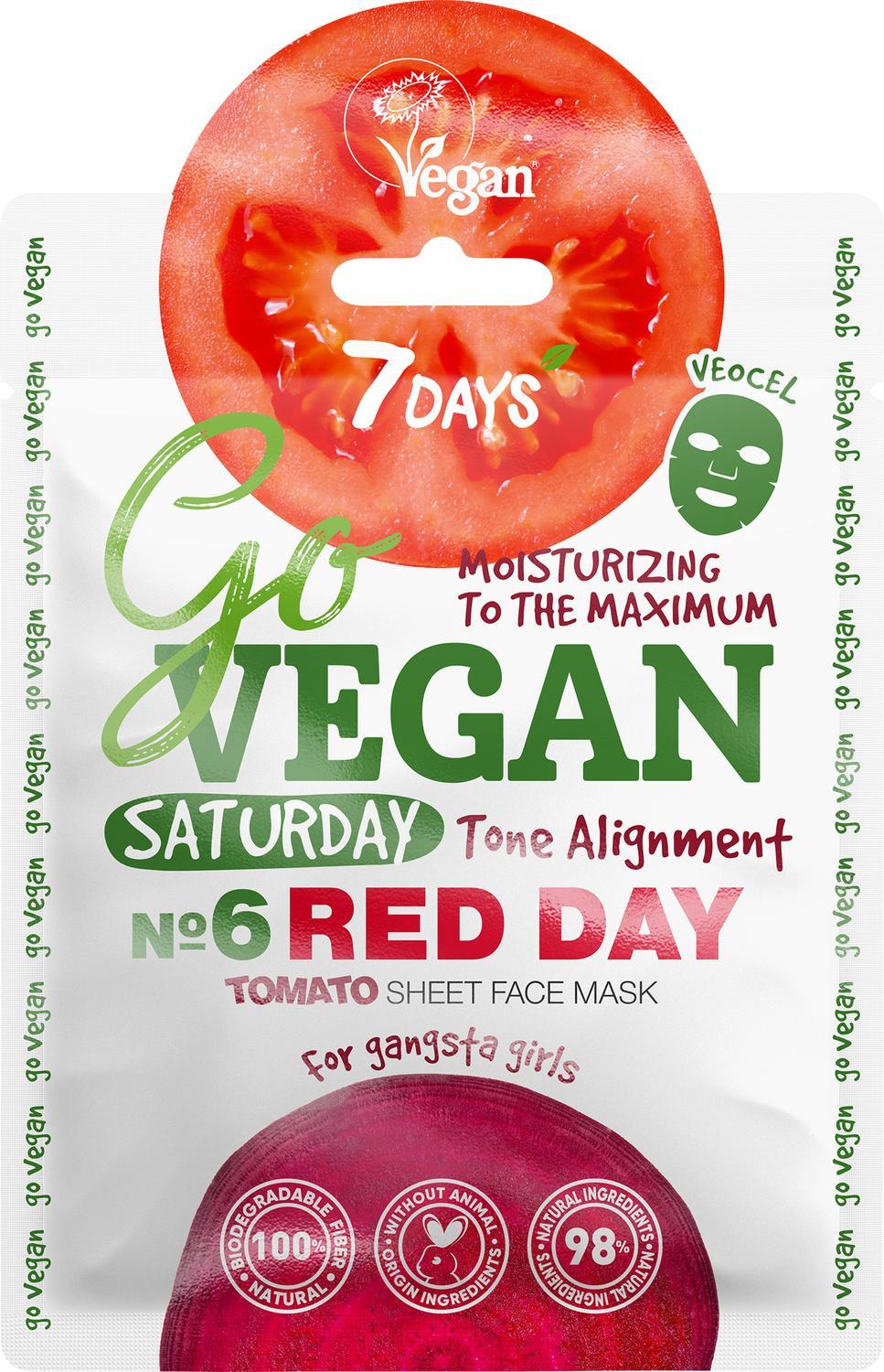 GO VEGAN Face Sheet Mask RED DAY Saturday - 7DAYS - Sheet Mask