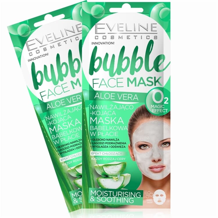 Eveline 2st.Bubble Sheet Mask Moisturising And Soothing Aloe Vera