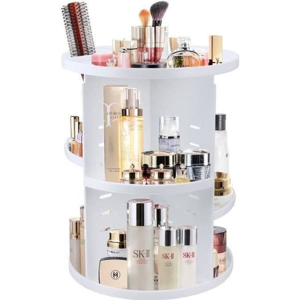 Makeup Organizer - Ej specificerad - 360° roterande - Plast - Vit - Stor kapacitet