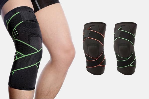 Elastisk knestøtte med kompresjon oransje L, 2-pack