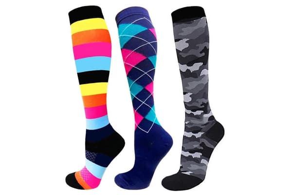 Tukisukkia 3 paria monivärinen L/XL - Randiga, Rutiga, Kamouflage