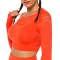 Miniatyrbild 1 av 6: Orange Crop Top seamless med långa armar. Small
