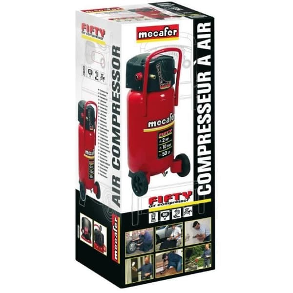 MECAFER Vertikal luftkompressor 50 L oljefri 2HP 10 bar FIFTY
