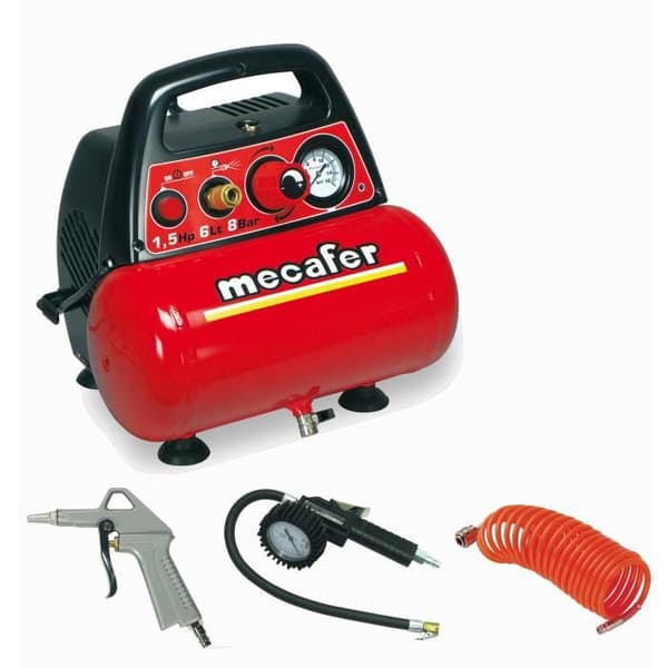 MECAFER NEW VENTO luftkompressor 6 L 1,5 CV 8 bar - Med 3 tillbehör
