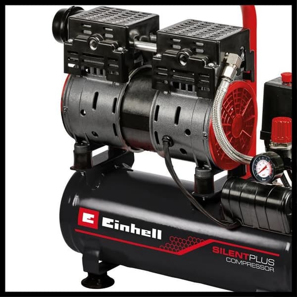 Einhell Tyst Kompressor TE-AC 6 Silent (550 W, Max. 8 bar, Tank 6L, 110 L/m, 57dB, olje- och underhållsfri motor)