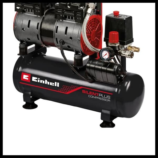 Einhell Tyst Kompressor TE-AC 6 Silent (550 W, Max. 8 bar, Tank 6L, 110 L/m, 57dB, olje- och underhållsfri motor)