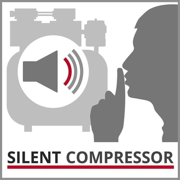 Einhell Tyst Kompressor TE-AC 6 Silent (550 W, Max. 8 bar, Tank 6L, 110 L/m, 57dB, olje- och underhållsfri motor)