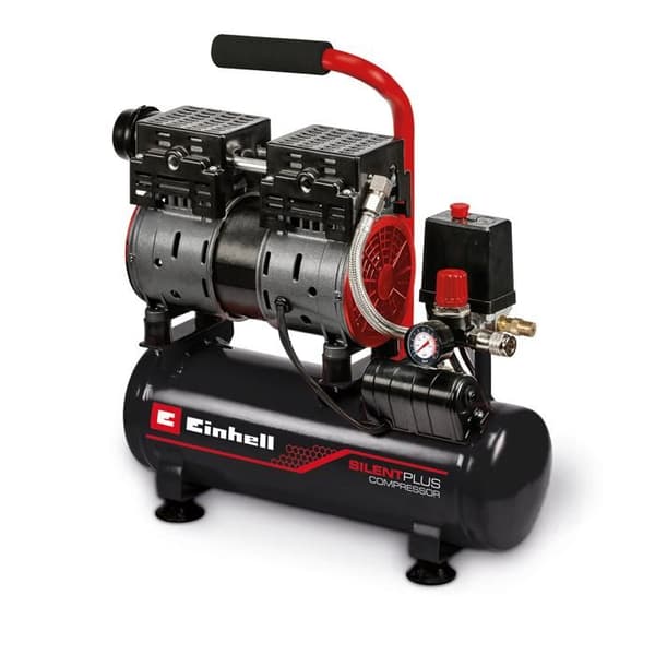 Einhell Tyst Kompressor TE-AC 6 Silent (550 W, Max. 8 bar, Tank 6L, 110 L/m, 57dB, olje- och underhållsfri motor)