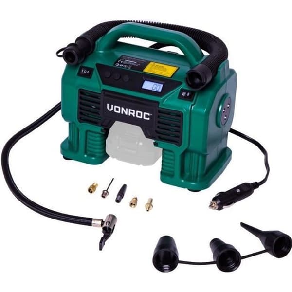 20V VPower batterikompressor - 11 bar - 12V cigarettändaruttag - 8 tillbehör ingår (utan batteri eller laddare)