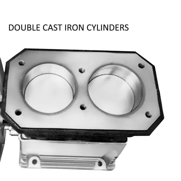 2,2KW 375 L/MIN 159,5 psi Dubbelcylindrig luftkompressorhuvud, remskiva design