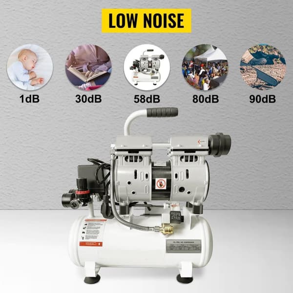 750W 25L bärbar tyst luftkompressor, oljefri pump, kopparmotor, bred användning