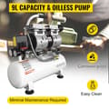 Miniatyrbild 3 av 11: 9L tank 0,75HP/550W 8 bar 110 L/min tyst luftkompressor med oljefri pump, högeffektiv ren kopparmotor, bred applikation, lätt att flytta