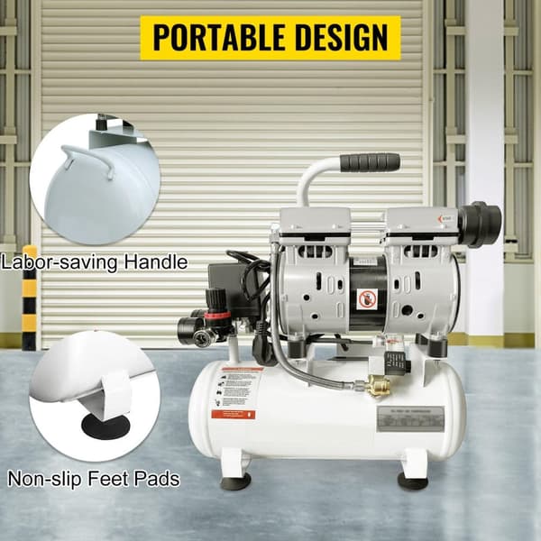 30L tank 1HP/750W 8 bar 165 L/min tyst luftkompressor med oljefri pump, högeffektiv ren kopparmotor, bred applikation, lätt att flytta
