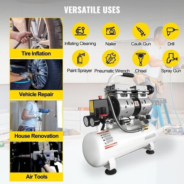 30L tank 1HP/750W 8 bar 165 L/min tyst luftkompressor med oljefri pump, högeffektiv ren kopparmotor, bred applikation, lätt att flytta