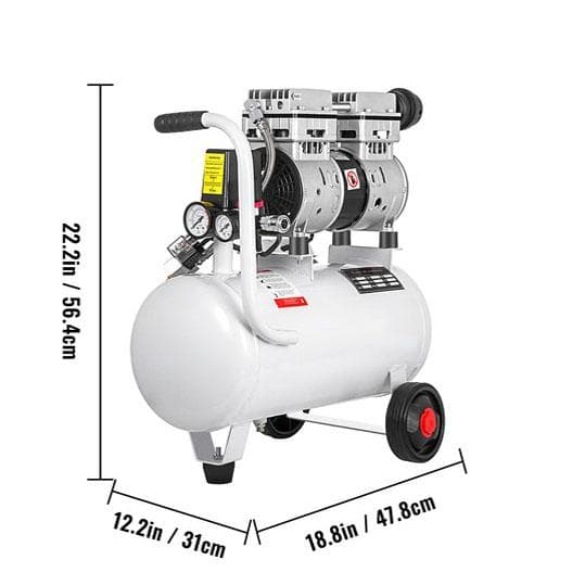 1HP/750W 8bar 165L/min 25L kapacitet luftkompressor med oljefri pump, ren kopparmotor, säkerhetsdesign, låg ljudnivå, lätt att flytta