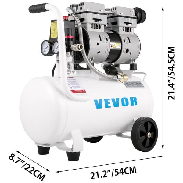 Luftkompressor 25/60L - 750W 1HP, Oljefri, Ultratyst Motor & Underhållsfri