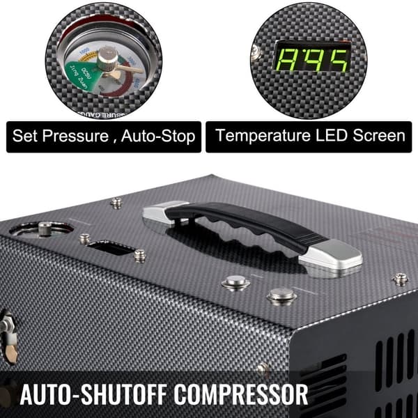4500Psi 300Bar Bärbar PCP Luftkompressor - Auto-Stopp, LED-belysning & Kraftfull Kylfläkt