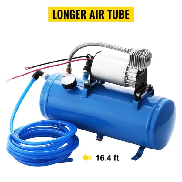 12V 180W 150PSI 35L/min luftkompressorsystem med dräneringsventil/6L tank, längre luftslang, lättinstallerad, bred användning