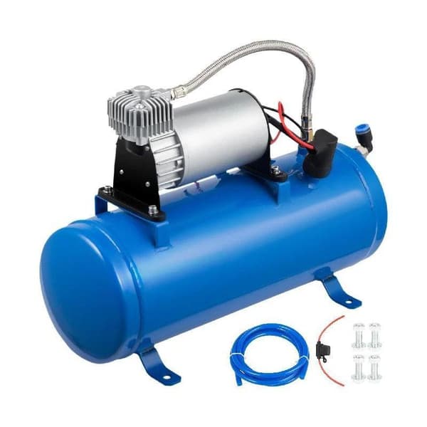 12V 180W 150PSI 35L/min luftkompressorsystem med dräneringsventil/6L tank, längre luftslang, lättinstallerad, bred användning