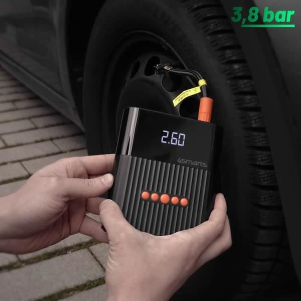 Powerbank 8800mAh Kompressor 3,8 bar och 4smarts PitStop Starter Kit Svart